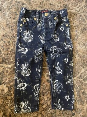 7 For All Mankind Navy Blue Floral Kids Jeans